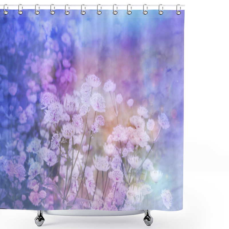 Personality  Dreamy Beautiful Floral Background With Bokeh Lights Shower Curtains