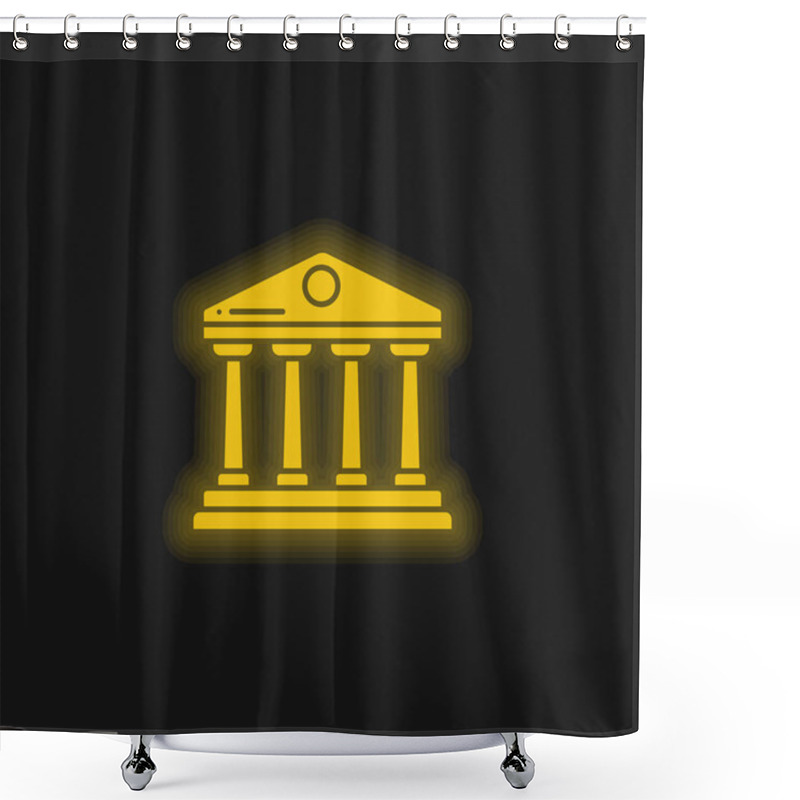 Personality  Bank Yellow Glowing Neon Icon Shower Curtains