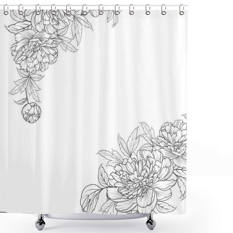 Personality  Spring Flowers Bouquet Of Contour Style Flower Garland. Shower Curtains