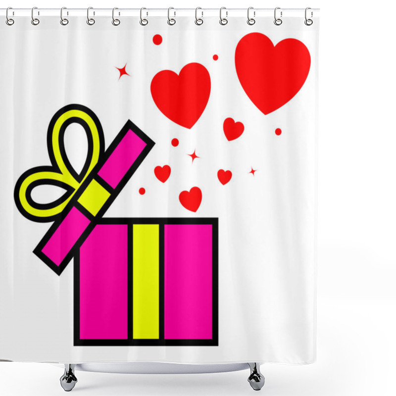 Personality  Opened Gift Box With Flying Hearts Shower Curtains