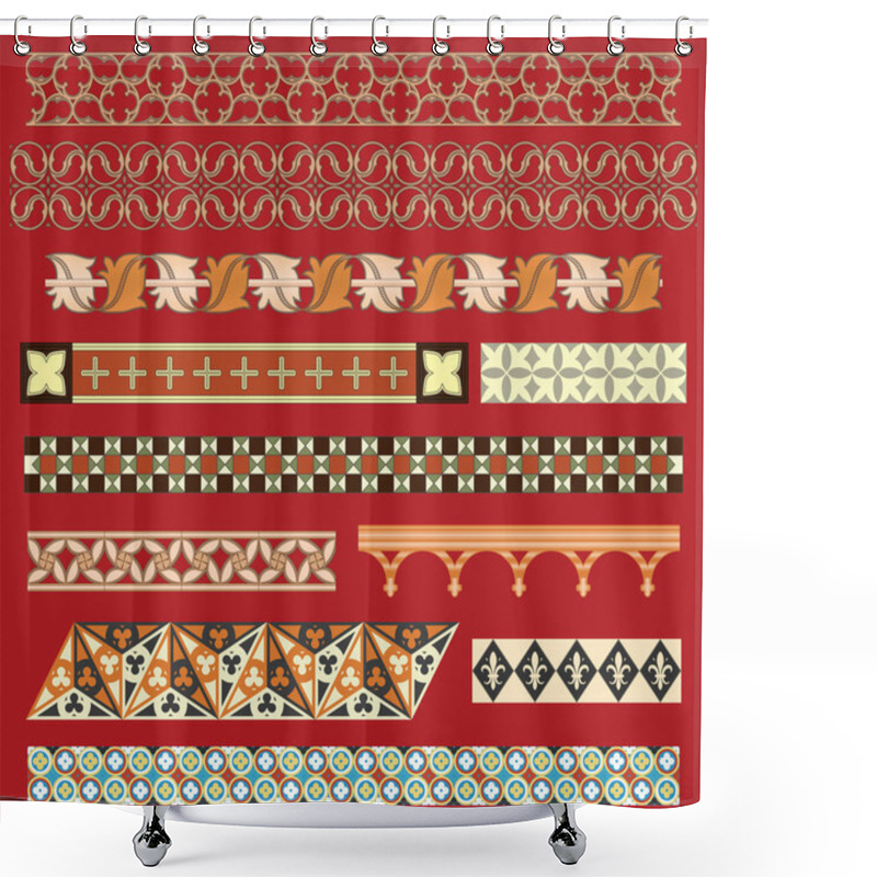 Personality  Medieval Border Ornaments Shower Curtains