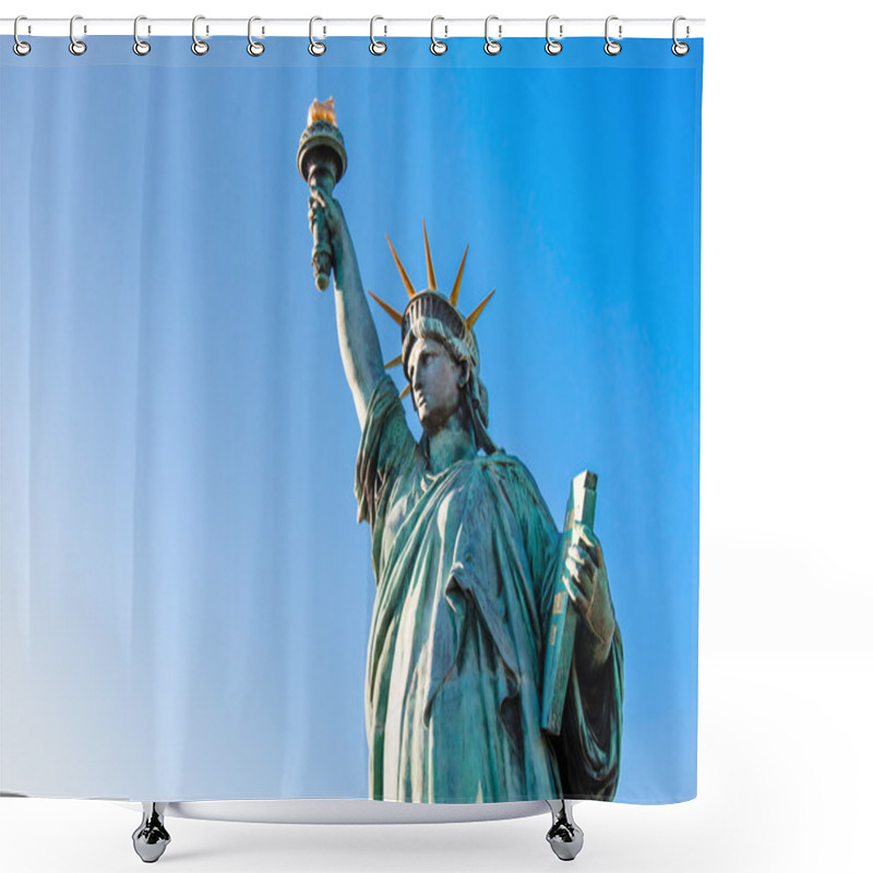 Personality  Lady Liberty Juxtaposed Stand Near Rainbow Bridge In Odaiba Shower Curtains