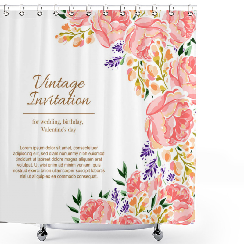 Personality  Delicate Invitation With Flowers Shower Curtains