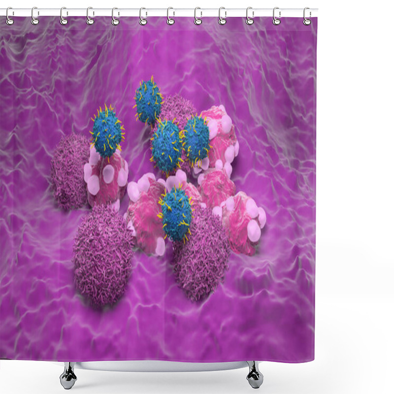 Personality  CAR T Cell Therapy In Cervical Cancer - Isometric View 3d Illustration Shower Curtains