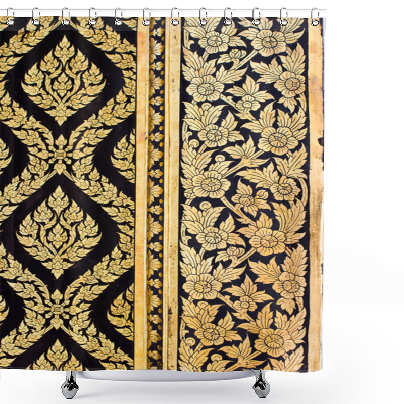 Personality  Native Thai Style Of Gilded Black Lacquer Shower Curtains