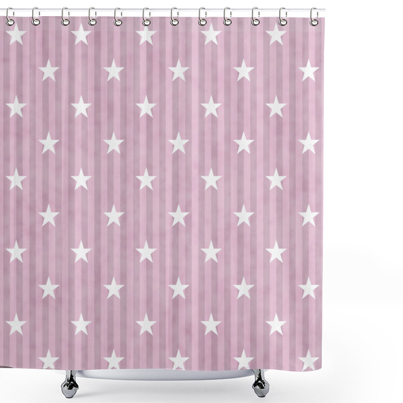 Personality  Pink And White Stars And Stripes Fabric Background Shower Curtains