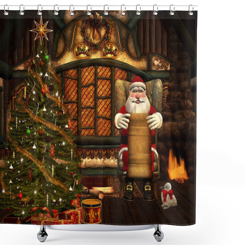 Personality  Working Time For Father Christmas Shower Curtains