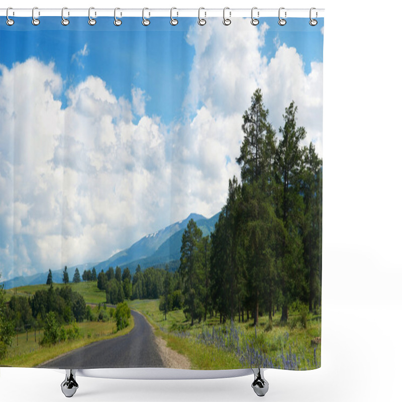 Personality  Tumbling Of The Road In Mountain Valley Shower Curtains