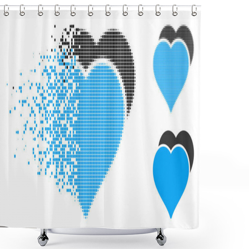 Personality  Destructed Pixelated Halftone Love Hearts Icon Shower Curtains