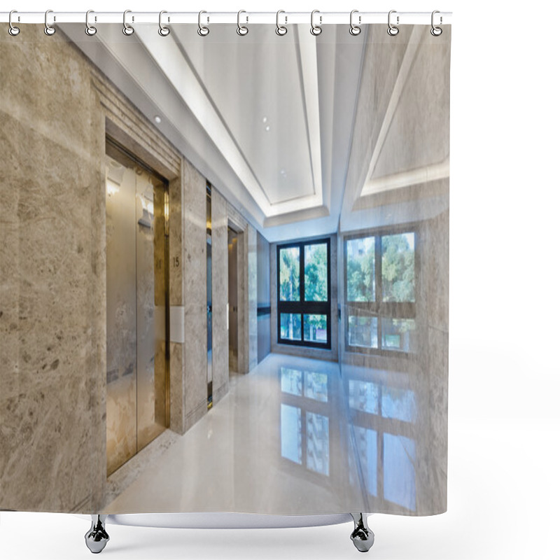 Personality  Lift Lobby In Beautiful Marble  Shower Curtains