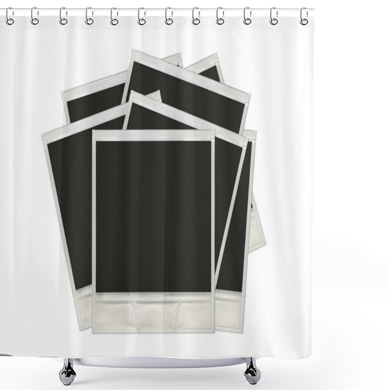 Personality  Many Polaroid Photos Isolated On A White Background + Clipping Path Shower Curtains