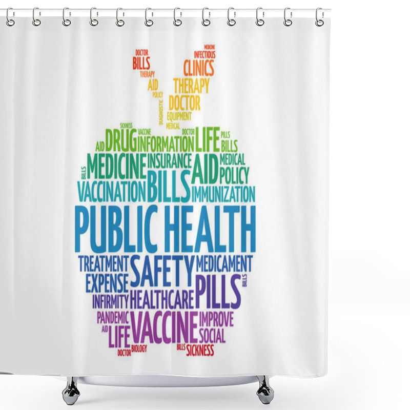 Personality  Public Health Apple Word Cloud, Healthcare Concept Background Shower Curtains