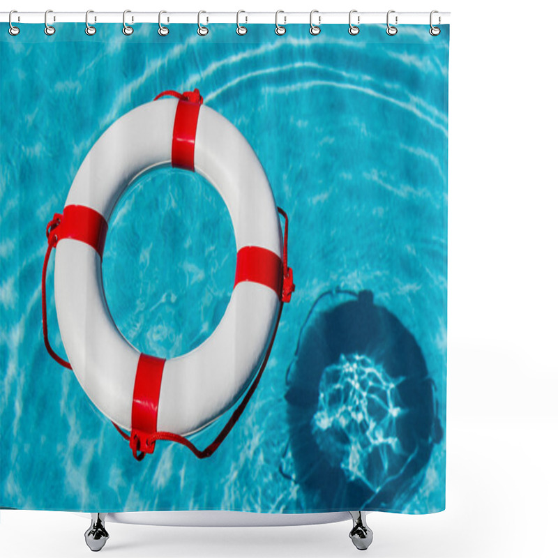 Personality  Lifebuoy In A Swimming Pool Shower Curtains