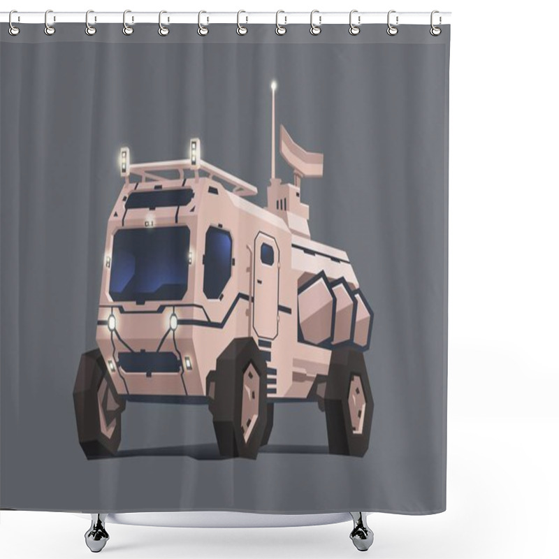 Personality  Mars Rover Vehicle. Concept Vector Illustration, Isolated On Gray Background. Shower Curtains