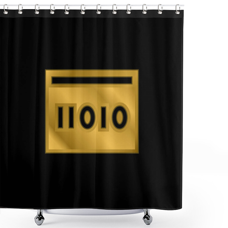 Personality  Binary Code Gold Plated Metalic Icon Or Logo Vector Shower Curtains