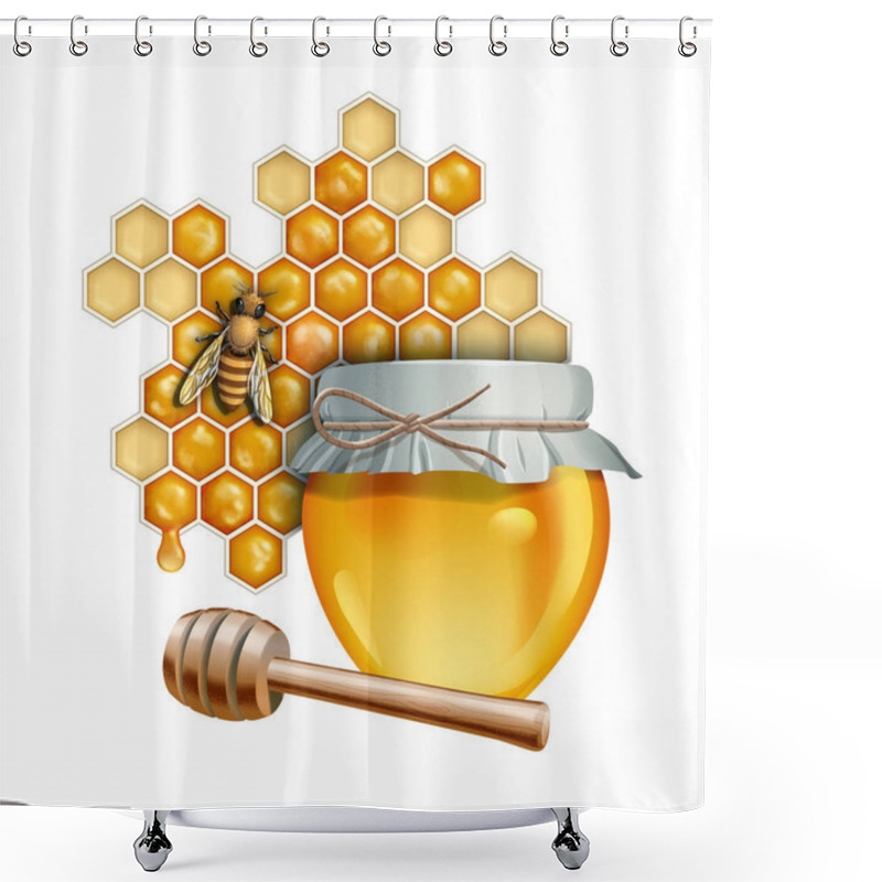 Personality  Honey Jar And Bee Shower Curtains