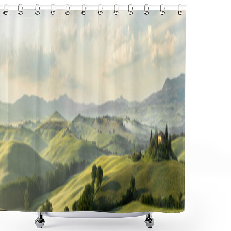 Personality  Panoramic View Of Belvedere House Shower Curtains