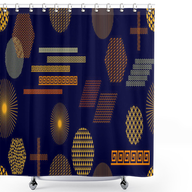 Personality  Rich Seamless Pattern With Abstract Geometric Shapes. Shower Curtains