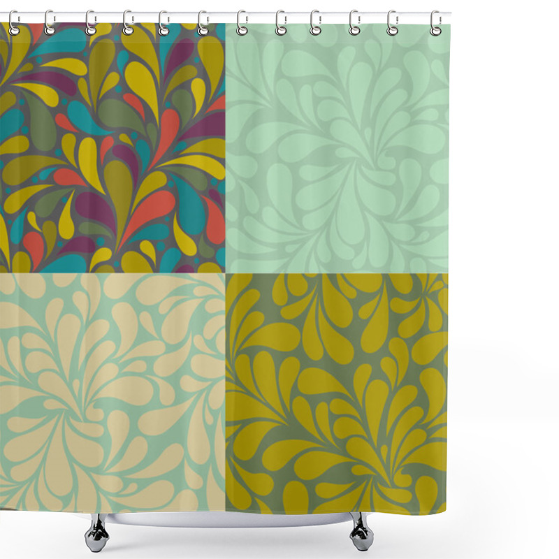 Personality  Set Of Seamless Swirly Patterns Shower Curtains