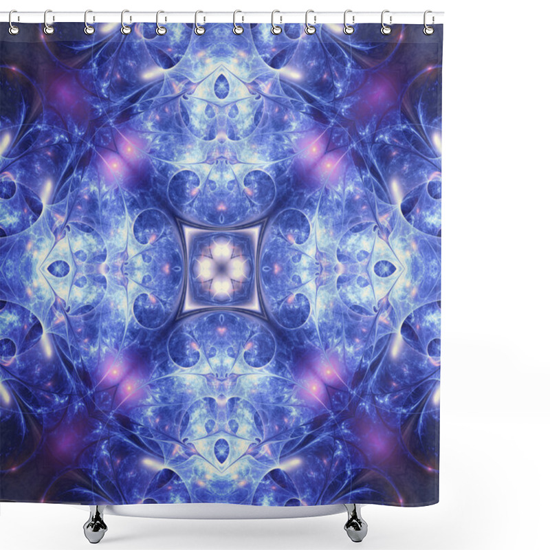 Personality  Blue Fractal Mandala, Digital Artwork For Creative Graphic Design Shower Curtains