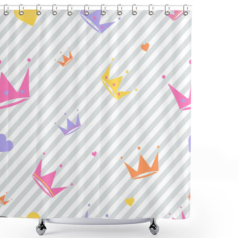 Personality  Pattern Crowns Stripes Shower Curtains