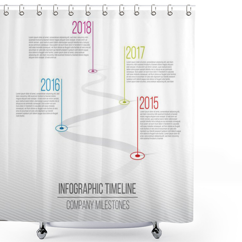 Personality  Creative Vector Illustration Of Company Milestones Timeline. Template With Pointers. Curved Road Line Art Design With Information Placeholders. Abstract Concept Graphic Element. History Chart. Shower Curtains