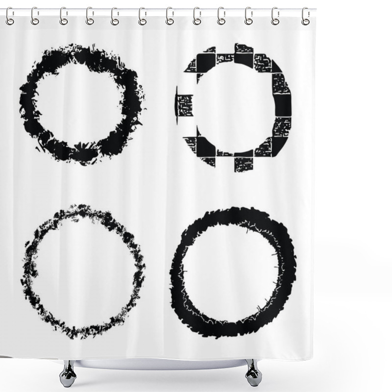 Personality  Vector Grunge Organic Ink Textured Circles Set . Abstract Wonky Brush Stroke Loop Elements. Shower Curtains