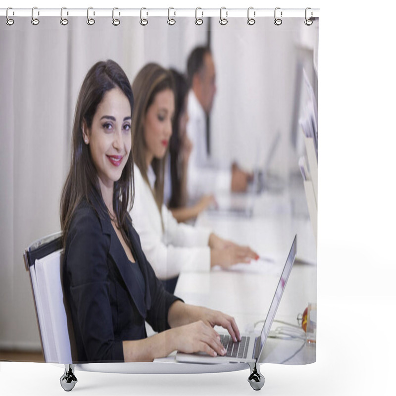 Personality  Portrait Of Businesspeople Working In Office Shower Curtains