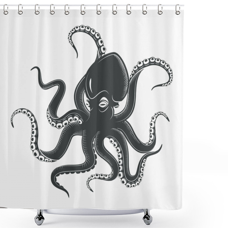 Personality  Octopus Tattoo Or Squid Marine Mascot Shower Curtains