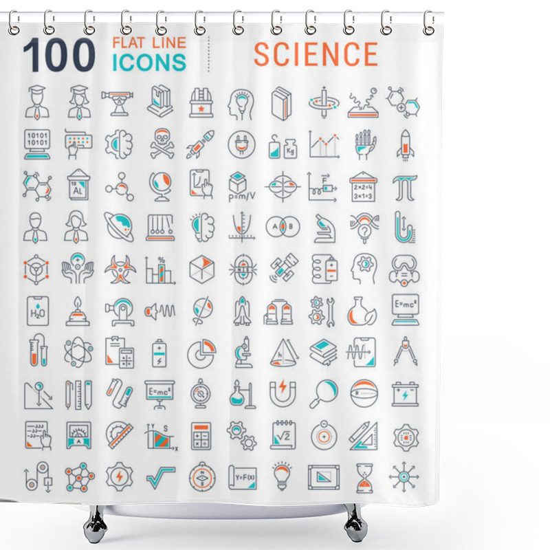 Personality  Set Vector Line Icons Of Science Shower Curtains