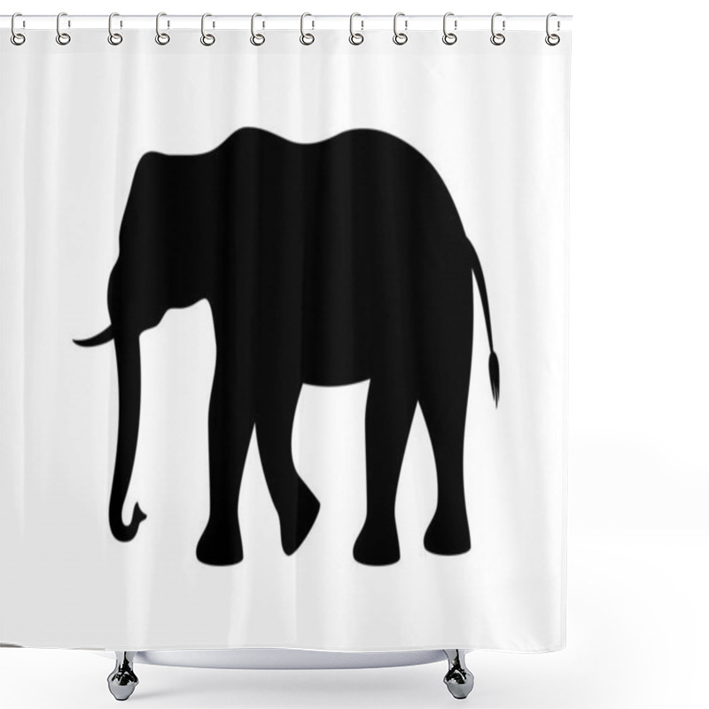 Personality  Big Elephant Black Silhouette Vector Shower Curtains