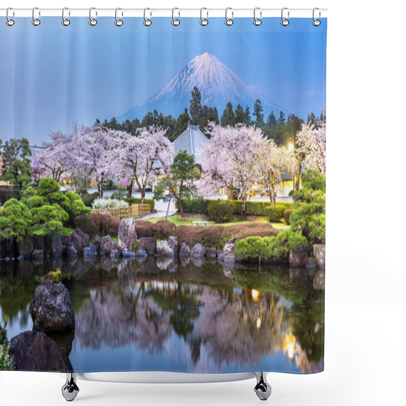 Personality  Fujinomiya, Shizuoka, Japan With Mt. Fuji And Temples In Spring  Shower Curtains