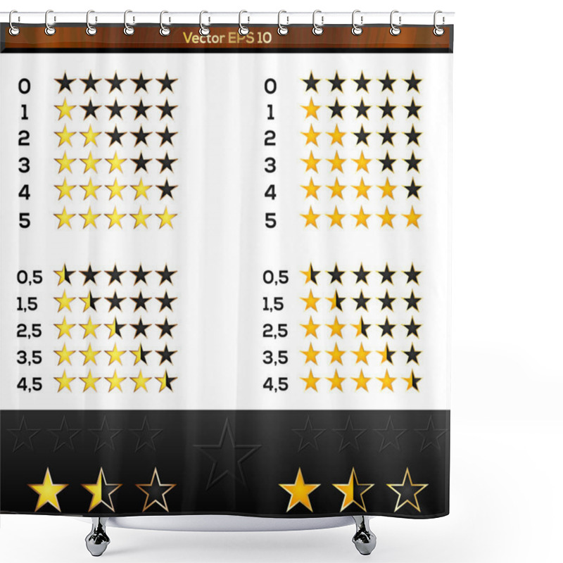 Personality  Yellow Rating Stars Vector Shower Curtains