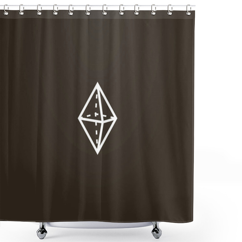 Personality  White Sign On A Black Background. Vector Geometric Line Art Sign Of A Transparent Diamond Stone Shower Curtains