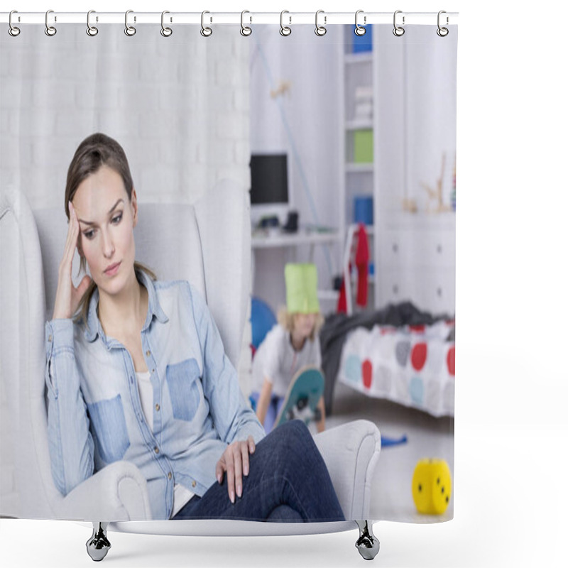 Personality  Woman On An Armchair Shower Curtains