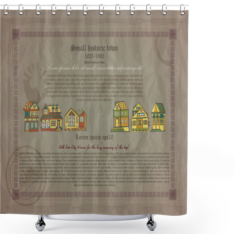 Personality  Retro Document Of Small Historic Town Shower Curtains