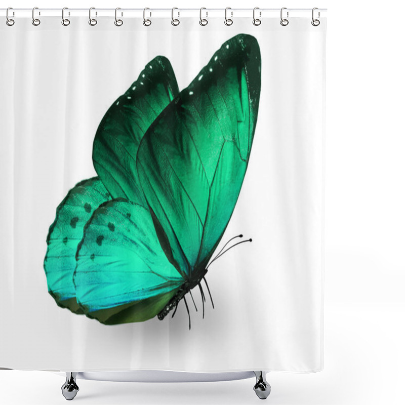 Personality  Green Butterfly , Isolated On White Shower Curtains