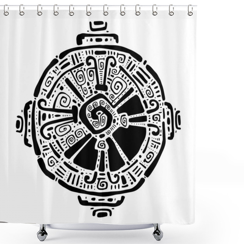 Personality  Hunab Ku.  Mayan Symbol. Vector Illustration. Shower Curtains