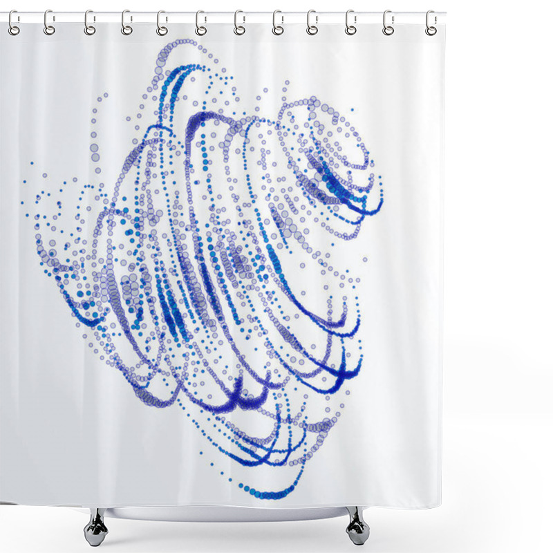 Personality  Dotted Particle Whirl Flowing Vector Abstract Background, Life Forms Bio Theme Microscopic Vortex Design, Dynamic Dots Elements In Spin Motion. Shower Curtains