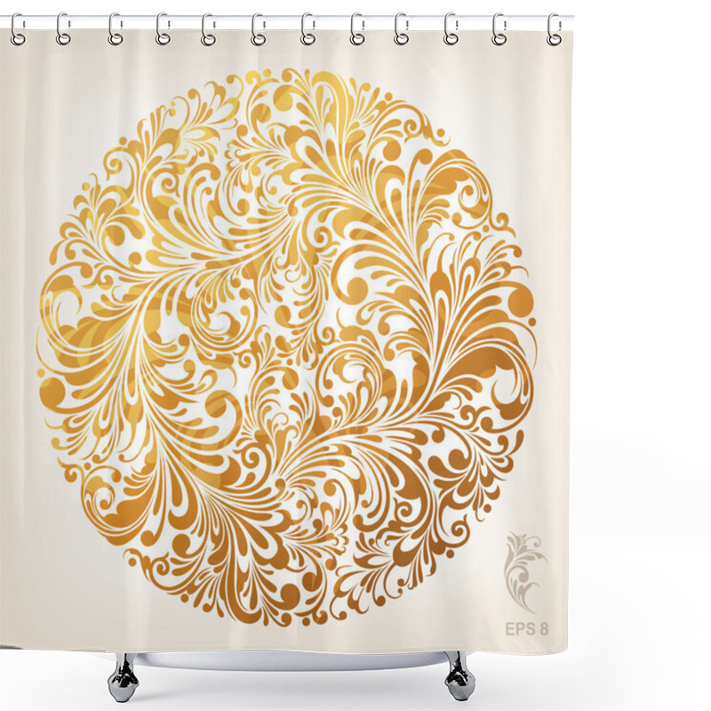 Personality  Ornamental Gold Circle Pattern Shower Curtains