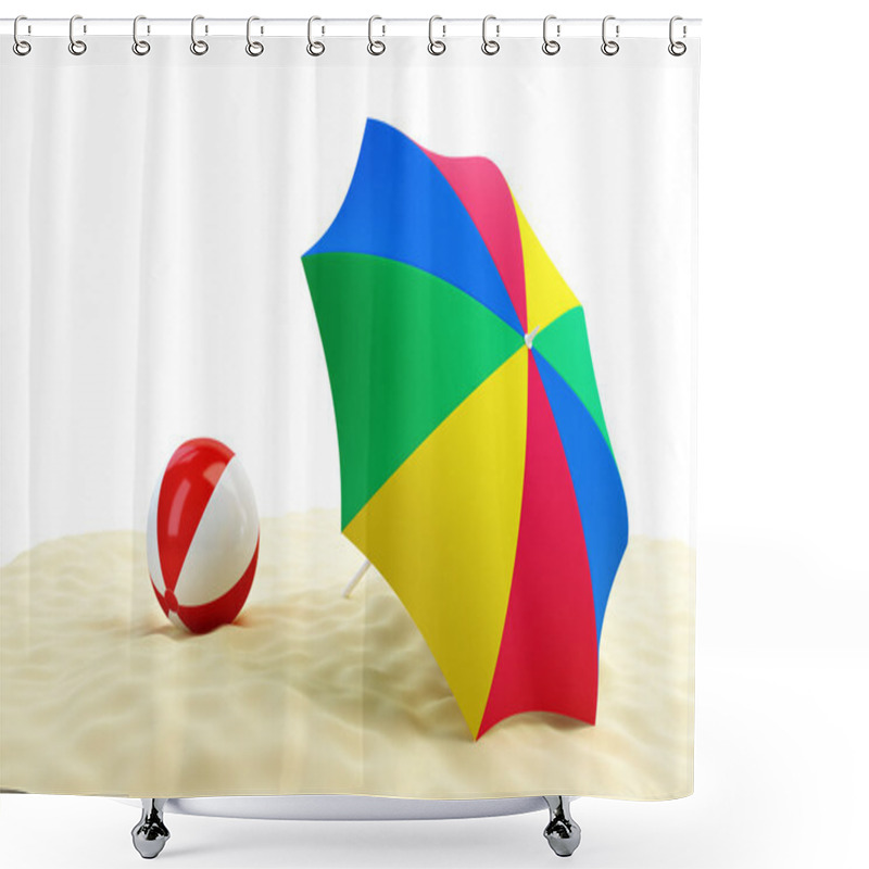 Personality  Beach Ball Umbrella Beach Shower Curtains