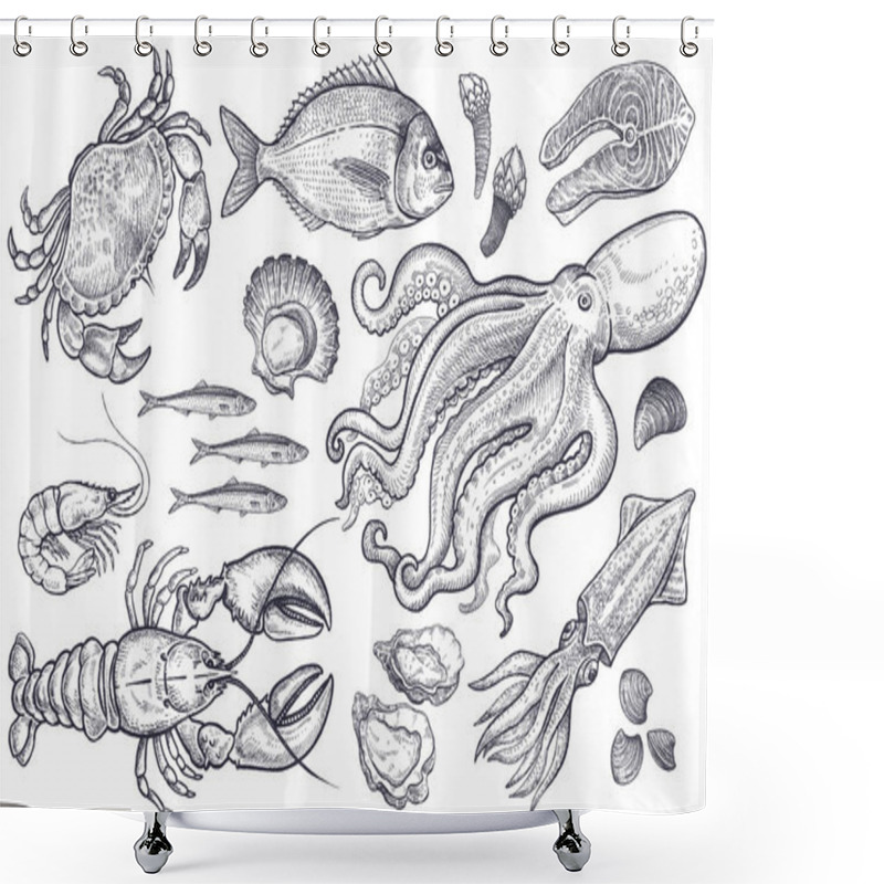 Personality  Set Of Sea Food. Shower Curtains