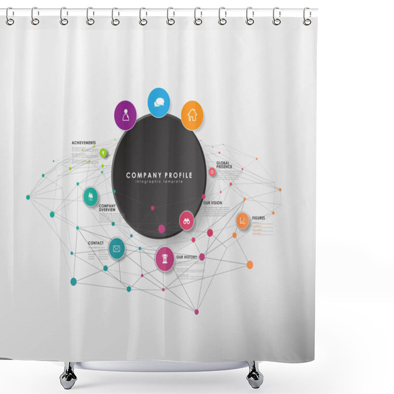 Personality  Infographic Startup Milestones Time Line Vector Template. Shower Curtains