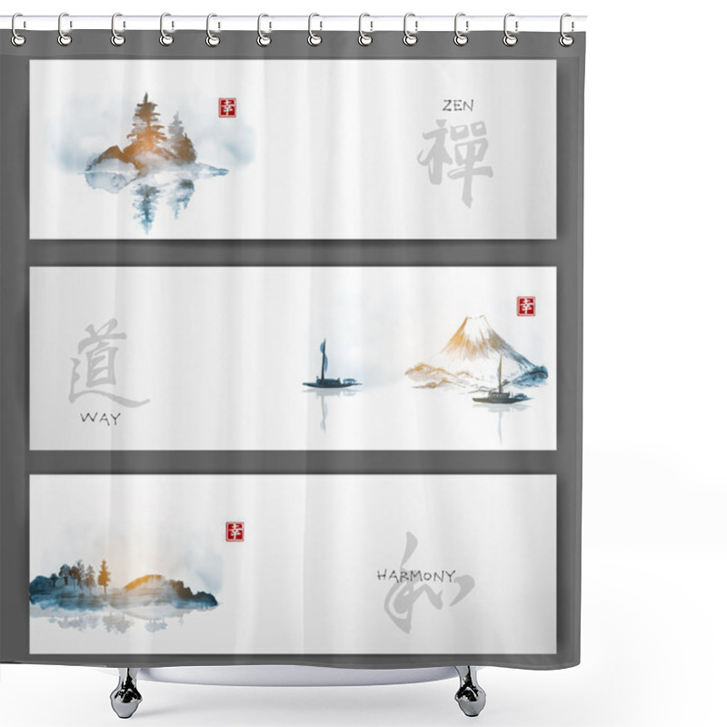 Personality   Traditional Japanese Ink Painting Sumi-e Shower Curtains