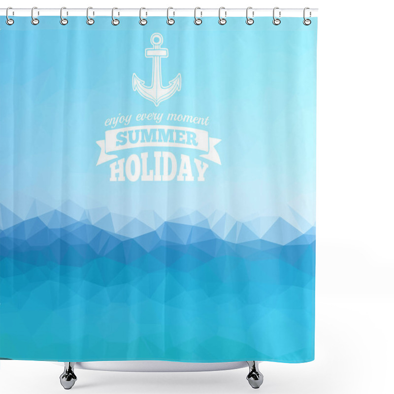 Personality  Blue Sea Background With A Summer Logo Shower Curtains