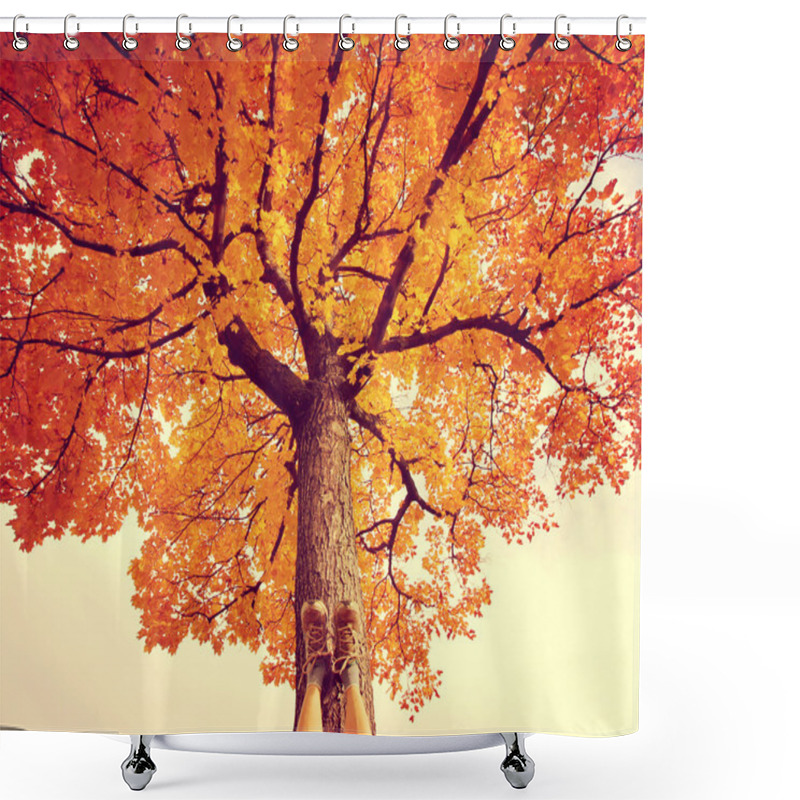 Personality  Female Feet On Tree Trunk Shower Curtains