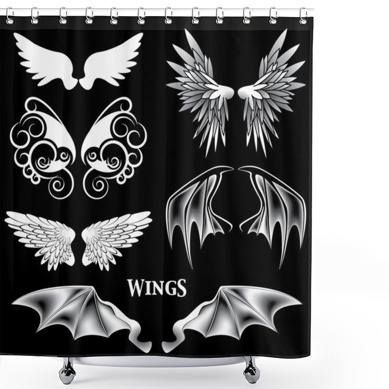 Personality  Vector Angel And Demon Wings Shower Curtains