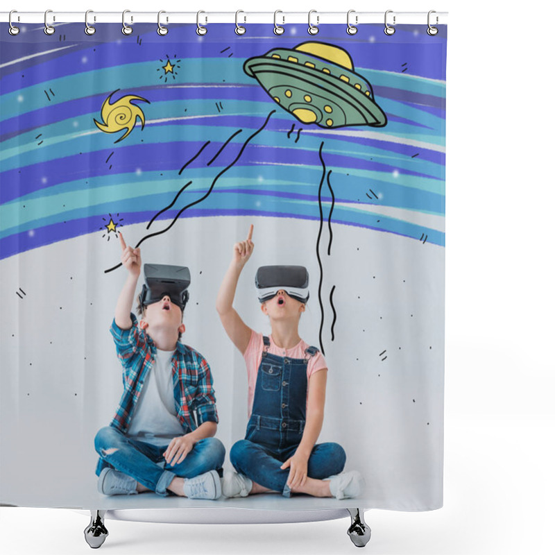 Personality  Children Using Virtual Reality Headsets Shower Curtains