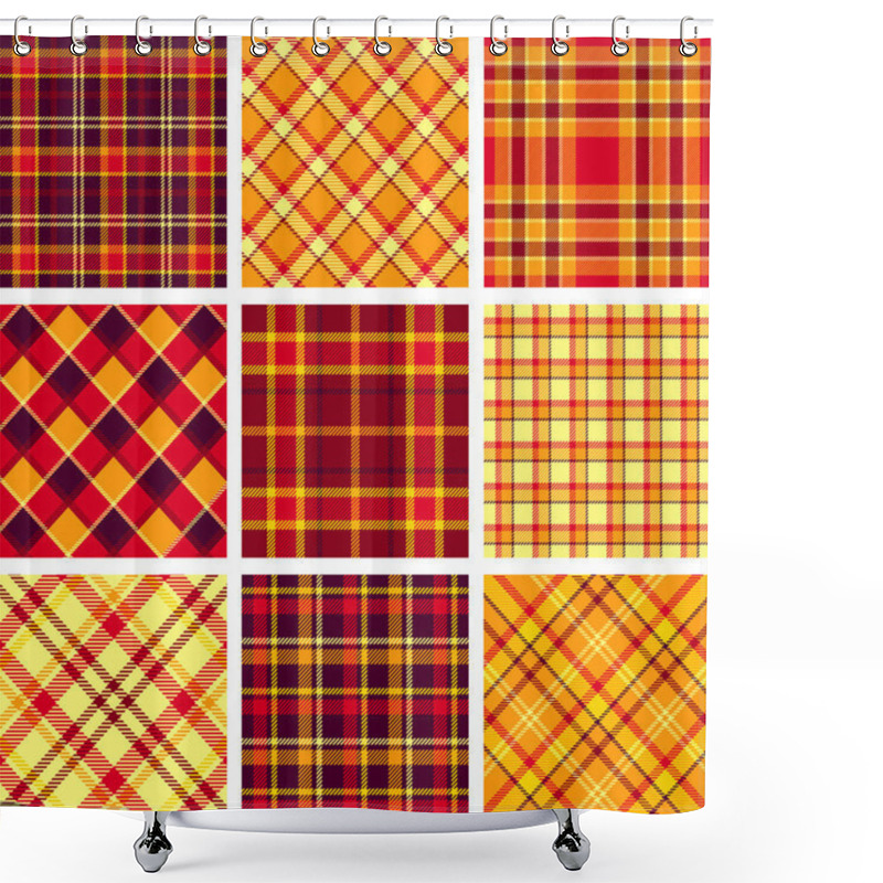 Personality  Set Of Seamless Tartan Patterns Shower Curtains