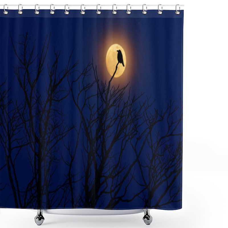 Personality  Bird With Moon Shower Curtains